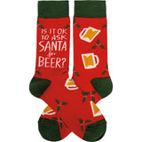 "Is It Ok To Ask Santa For Beer" Christmas Socks #100-S453