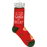 "Is It Ok To Ask Santa For Beer" Christmas Socks #100-S453