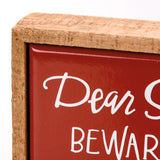 Dear Santa Beware Of Dog Kisses Box Sign Mini #100-C176