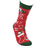 "Is It Okay To Ask Santa For Wine?" Chirstmas Socks #100-S454