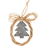 "Joy" Tree - Country Ornament with Tin and Rope Details #100-C275