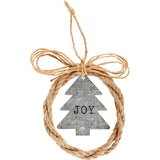 "Joy" Tree - Country Ornament with Tin and Rope Details #100-C275