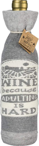"Wine Because Adulting is Hard" Bottle Sock #100-S173