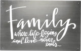 Metal Wallart Cutout "Family" #100-1562