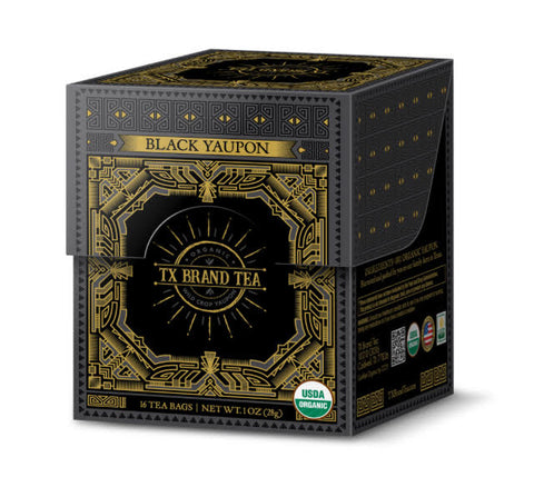 TX Brand Tea Black Yaupon Box of 16 Tea Bags