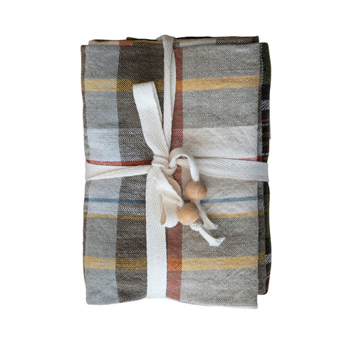 Creative Coop Cotton Plaid Towel Set of Three