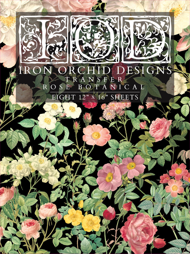IOD Decor Transfer Rose Botanical 12" X 16" Pad by Iron Orchid Designs