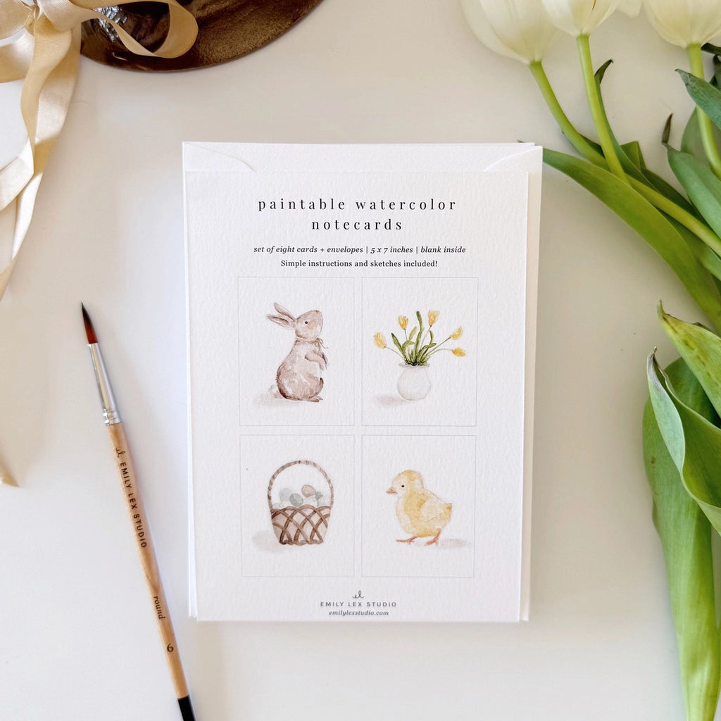 Emily Lex Studios Watercolor Paintable Notecards Easter