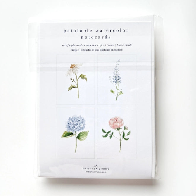 Emily Lex Studios Watercolor Paintable Notecards Garden Flowers