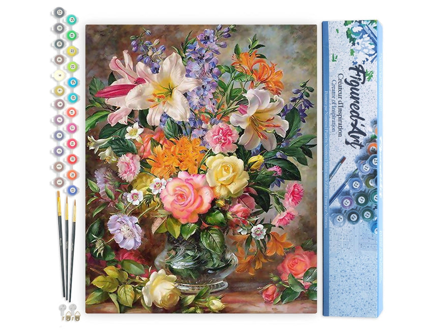 Figured'Art Mini Paint-by-Numbers Unframed Flowers in all Colors
