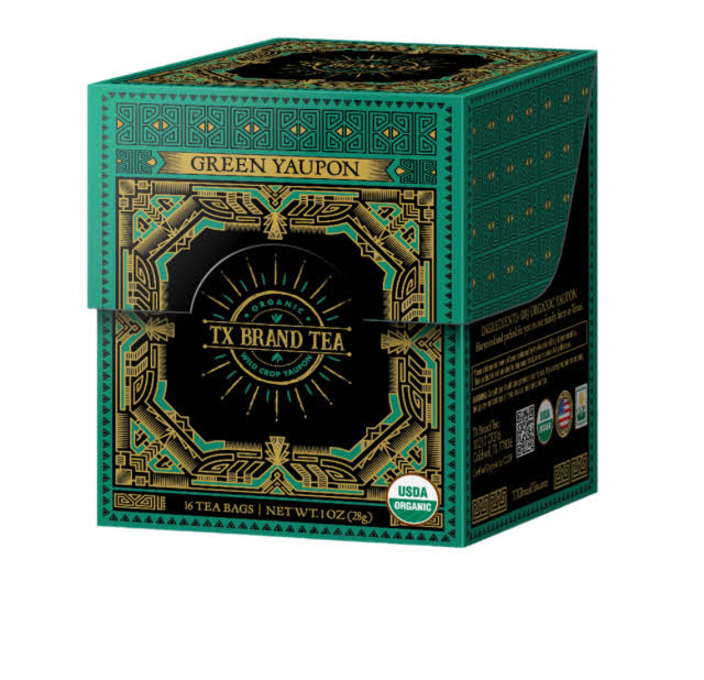TX Brand Tea Green Yaupon Box of 16 Tea Bags