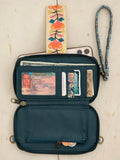 Natural Life Wristlet Wallet Blue Floral Daisy