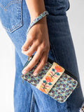 Natural Life Wristlet Wallet Blue Floral Daisy