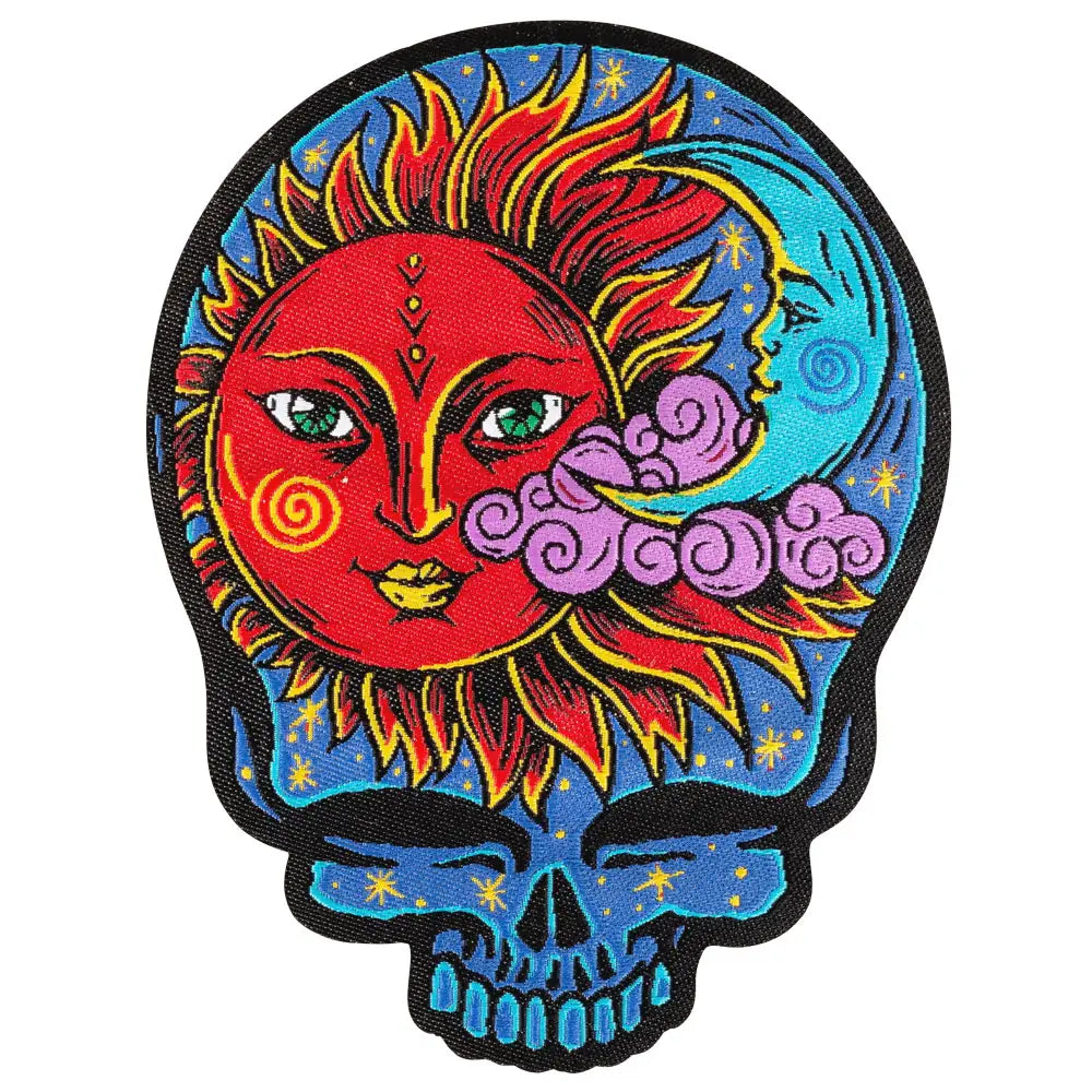 Hippie Patch Sun and Moon Skull Sew-on or Iron-on #1689
