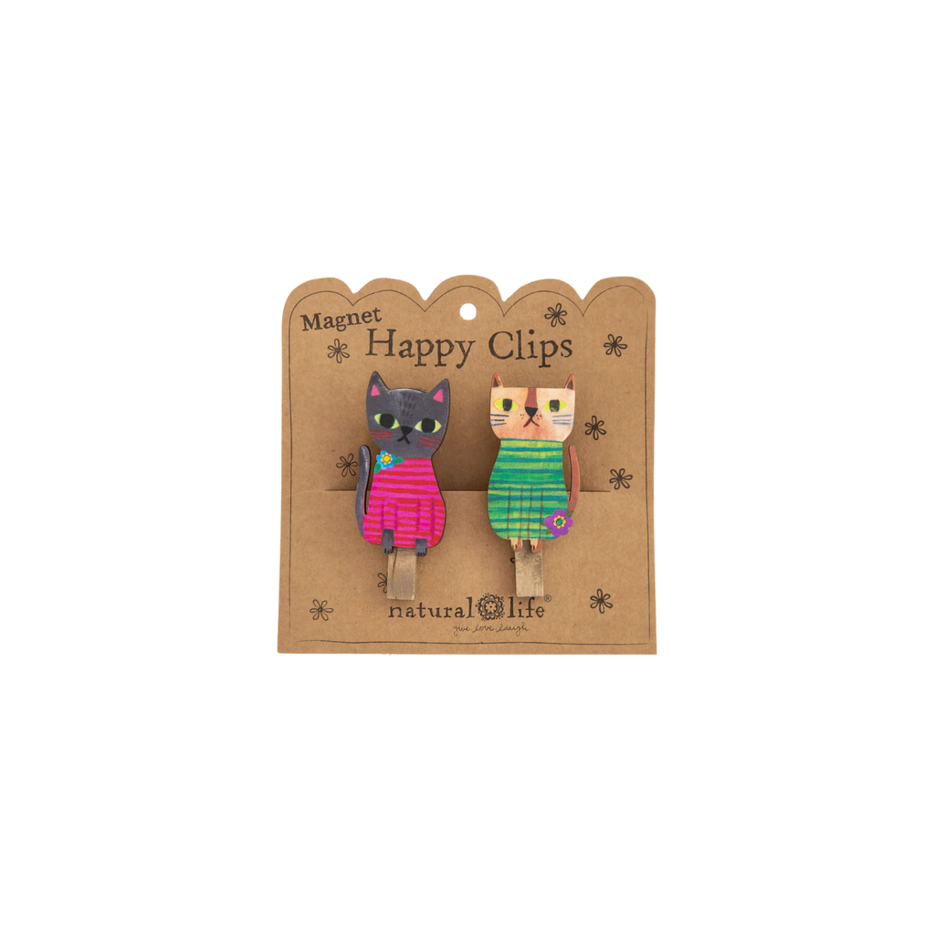Natural Life Magnet Happy Clips Set of 2 Cat