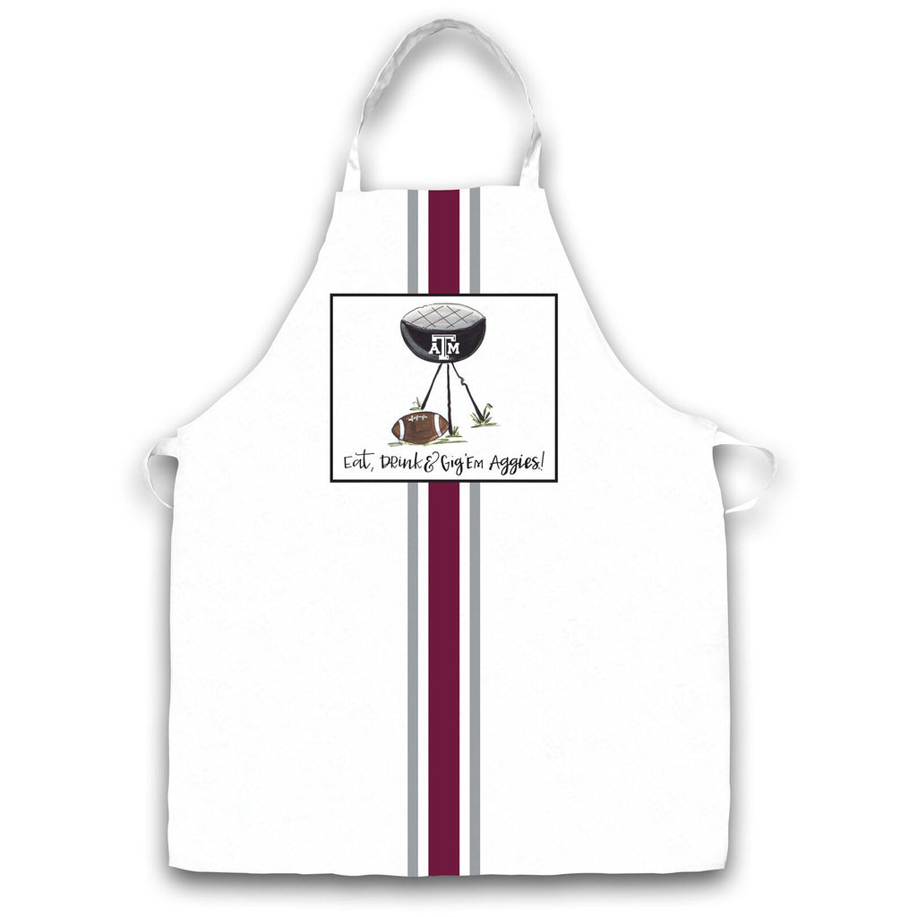 Texas A&M BBQ Tailgate Apron "Eat, Drink, & Gig 'Em Aggies!" #AG101