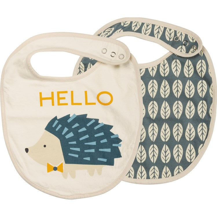 Bib Set of 2 Hello Hedgehog Blue #100-1232