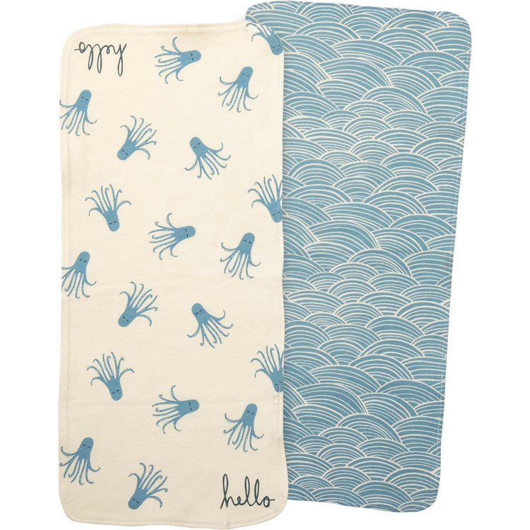 Burp Cloth Set of 2 Under the Sea Blue #1238