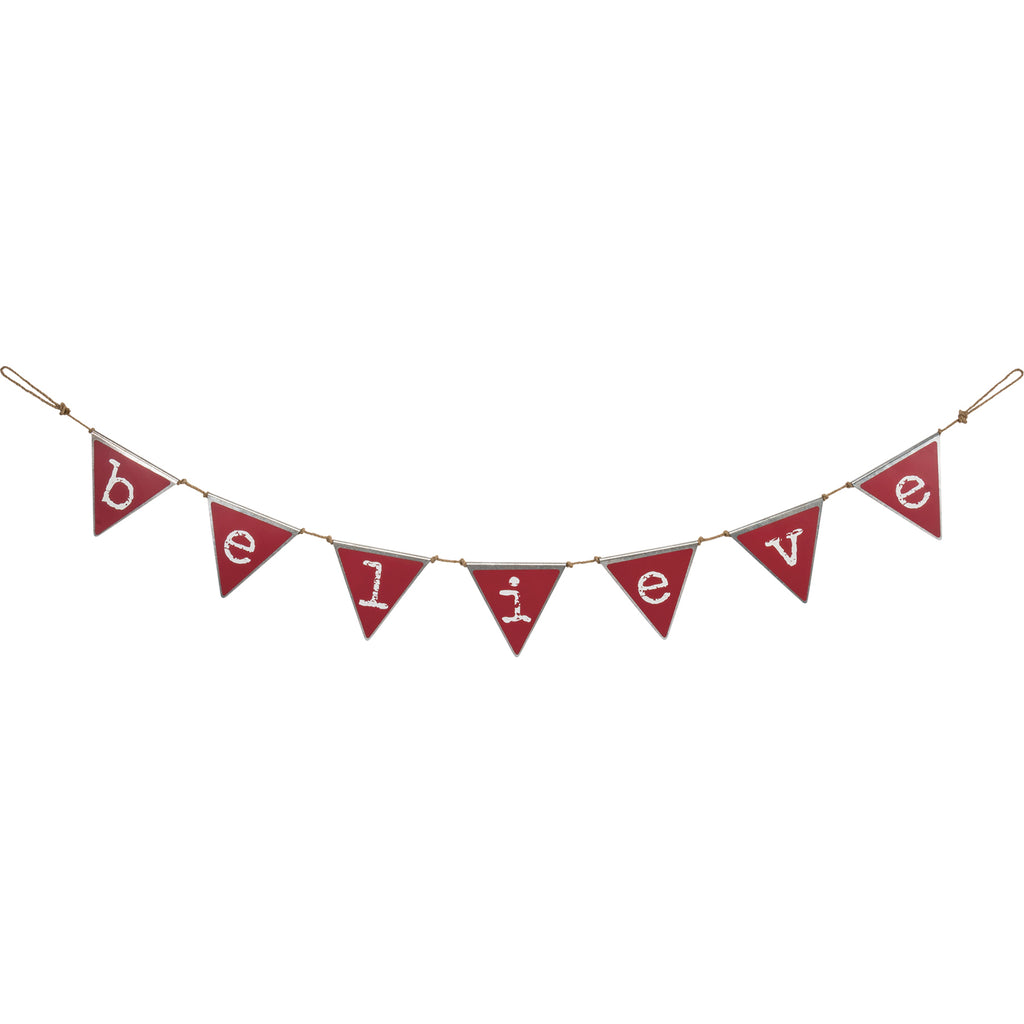 Christmas Decoration Metal Penant Banner "Believe" #100-C156
