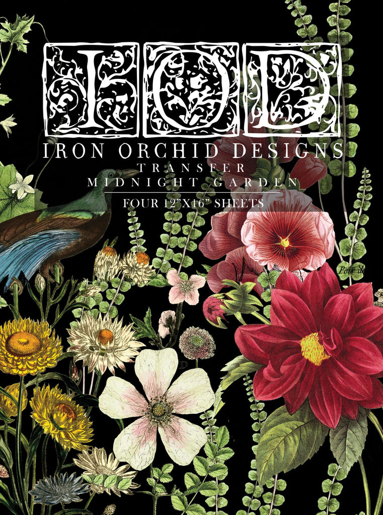 IOD Decor Transfer Midnight Garden 12" X 16" Pad by Iron Orchid Designs