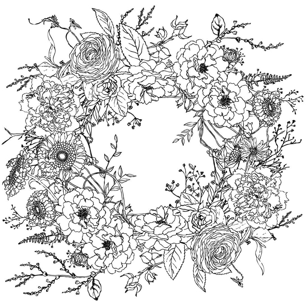 IOD Paintable Decor Transfer Winter's Song Winter Wreath 24" x 24" by Iron Orchid Designs