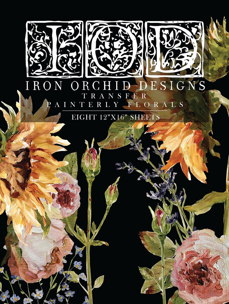 IOD Decor Transfer Painterly Florals 12"X 16" Pad by Iron Orchid Designs