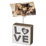 Photo Block Holder Wooden with Paw Print "Love" #1401