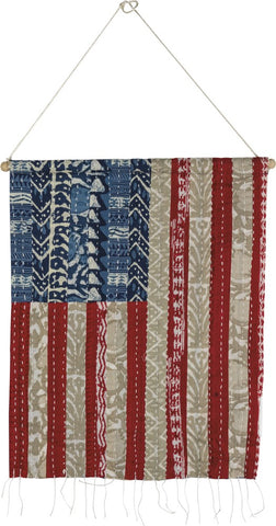 American Flag Wall Hanging Kantha Stitched #100-H107