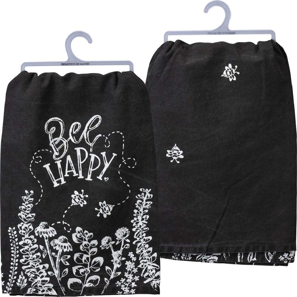 Tea Towel "Bee Happy" for Beekeepers and Gardeners