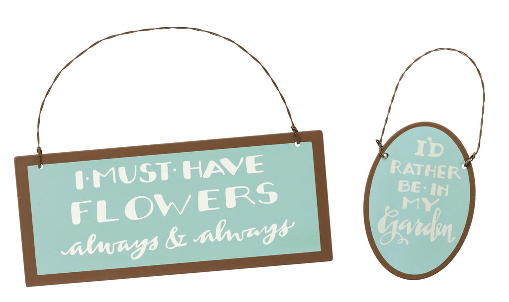 Tin Hanging Garden Signs SET OF 2 #953