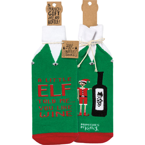 "A Little Elf Told Me You Like Wine" Bottle Sock #100-S179