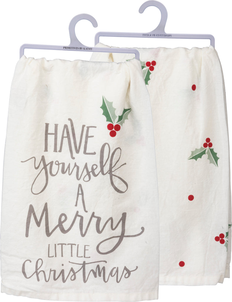 "Have Yourself A Merry Christmas" Holly Kitchen Towel #100-C524