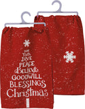 "Love Peace Blessings" Kitchen Towel for Christmas Decoration #100-S510