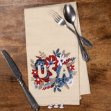 Floral "USA" Patriotic Embroidered Kitchen Towel #S256