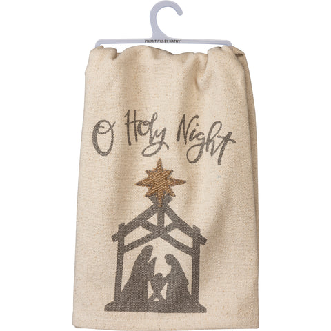 "O Holy Night" Christmas Kitchen Towel with Nativity Scene #100-S528