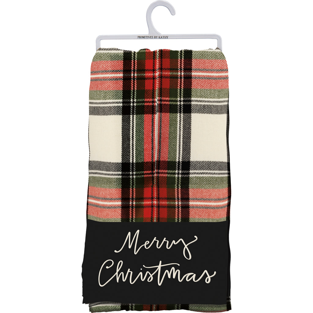 "Merry Christmas" Plaid Kitchen Towel #100-C524