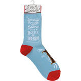 "Dachshund Through the Snow With a Bottle Of Merlot" Socks Christmas Socks #100-S456