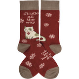 "Jingle All the Way" Funny Cat Socks for Christmas #100-S410