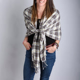 Plaid Grey and Yellow Scarf #100-1424