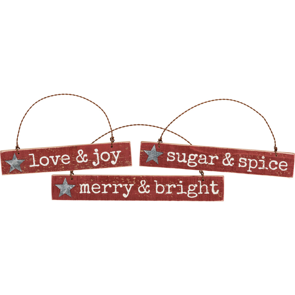 "Love & Joy" Wooden Christmas Ornament Set #100-C225