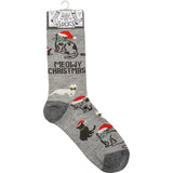 "Meowy Christmas" Socks as Gift for Cat Person #100-S402