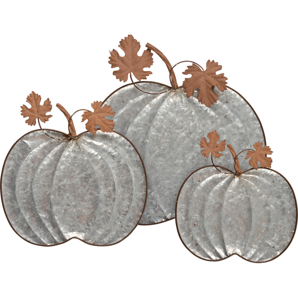 Galvanized Pumpkins Tray Set of 3 for Thanksgiving Dinner #100-H159