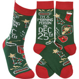 "Morning Person On Dec 25th" Socks #100-C408