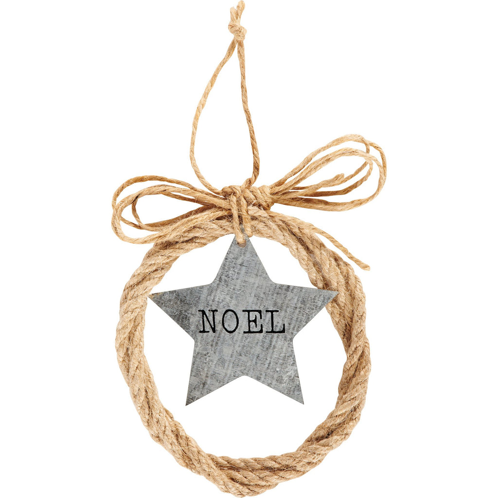 "Noel" Star - Country Ornament with Tin and Rope Details #100-C274