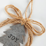 "Joy" Tree - Country Ornament with Tin and Rope Details #100-C275
