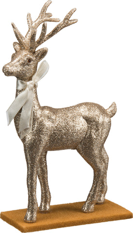Medium Standing Deer in Champagne Glitter for Christmas Decoration #100-C226