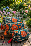 Quilted Makeup/Toiletry Bag- Orange