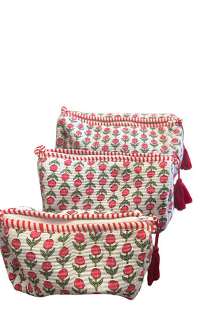 Quilted Makeup/Toiletry Bag- Pink