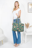 Quilted Tote Bag- Green Floral