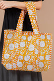 Quilted Tote Bag- Yellow